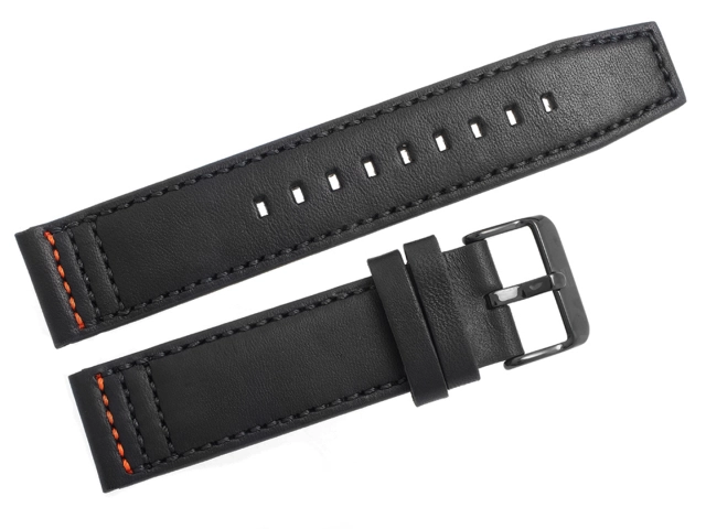 Pasek Tommy Hilfiger 1791136 Czarna Skóra Pomarańczowe Przeszycia